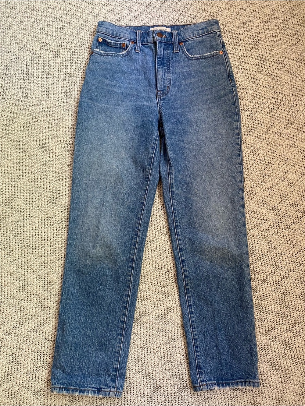 Madewell Classic Straight Jeans High Rise Blue Denim Size 25 Vintage Wash